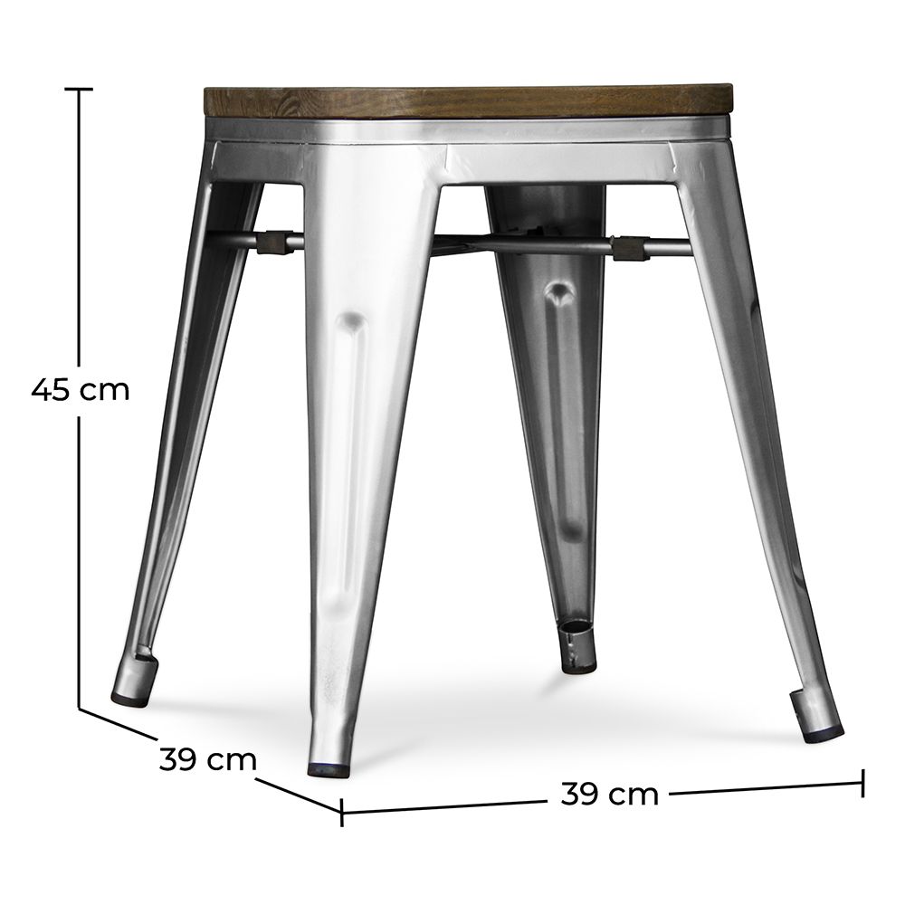 Bistrot Metalix Stool wooden - Metal - 45 cm
