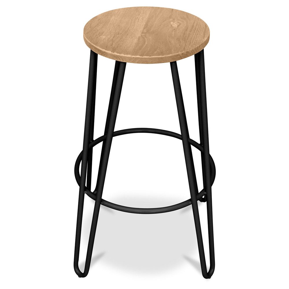 Hairpin Stool - 74cm - Light wood and metal