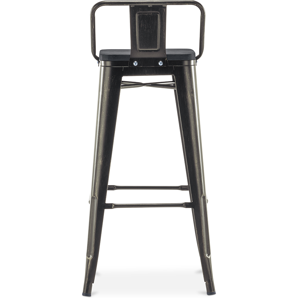 Bistrot Metalix style bar stool with small backrest - Metal and dark wood - 76 cm