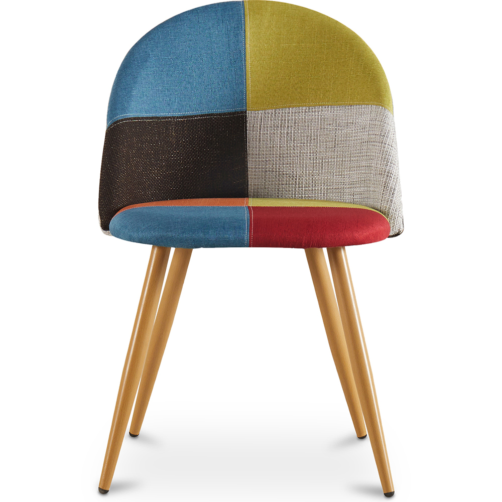 Dining Chair Accent Patchwork Upholstered Scandi Retro Design Wooden Legs - Bennett Fiona
