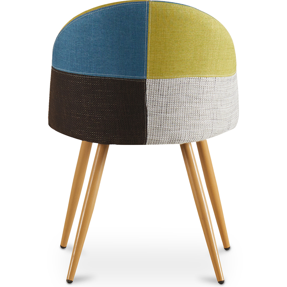 Dining Chair Accent Patchwork Upholstered Scandi Retro Design Wooden Legs - Bennett Fiona