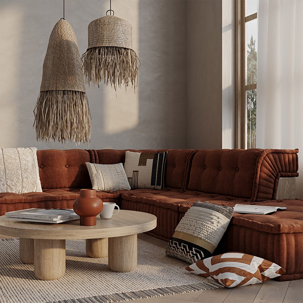 Hanging Lamp Boho Design Natural Rattan - Hiue