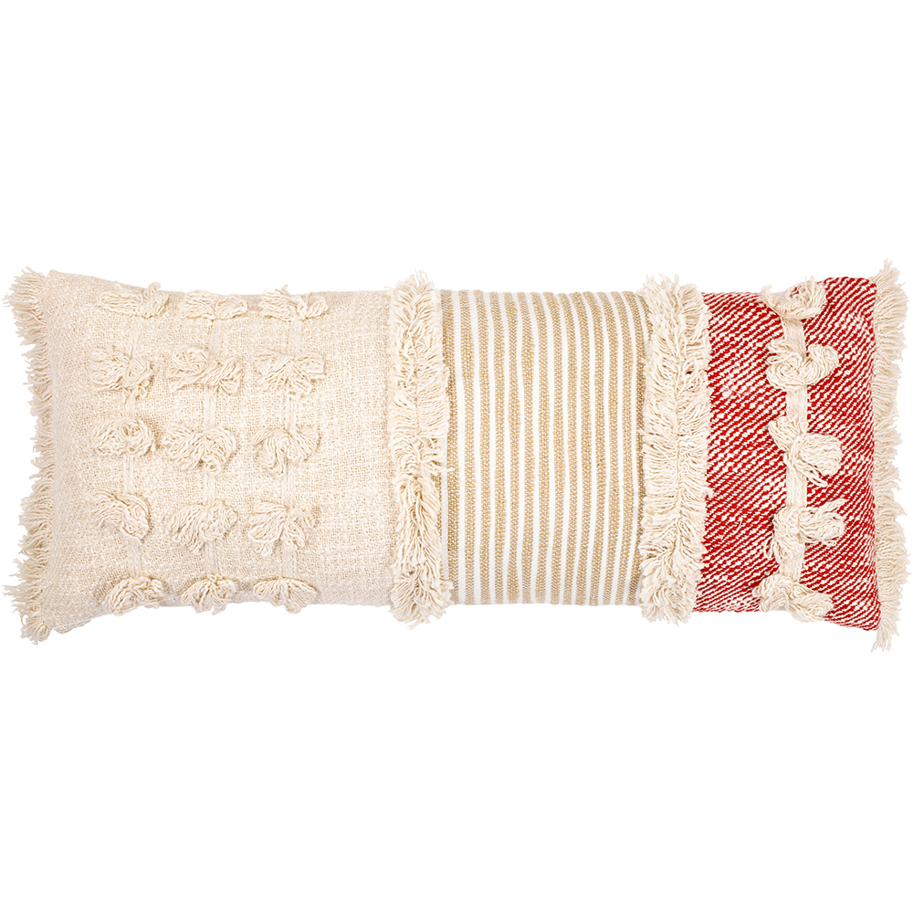 Rectangular Cushion in Boho Bali Style, Cotton cover + filling - Evanora
