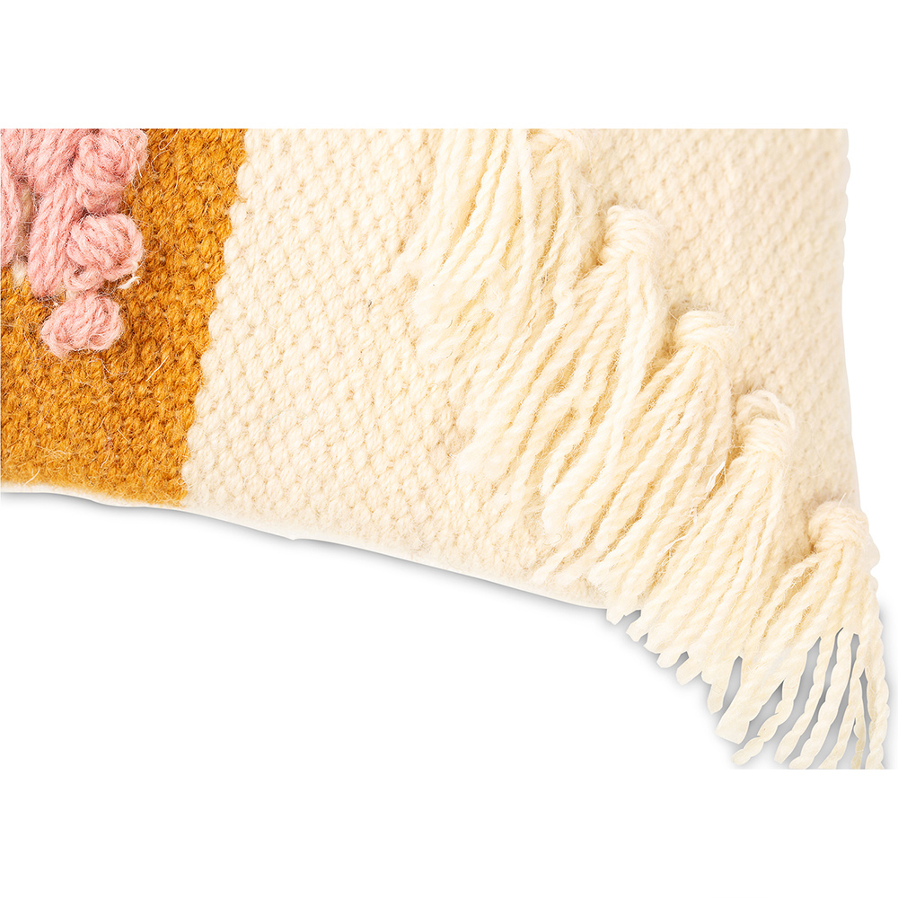 Rectangular Cushion in Boho Bali Style, Wool cover + filling - Geraldine