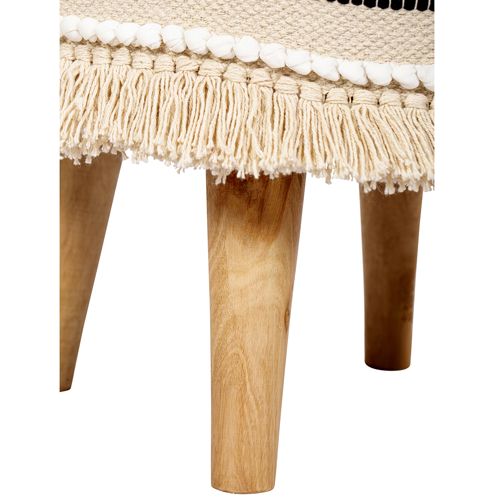 Pouffe Stool in Boho Style, Wood and Cotton - Jessie Bali