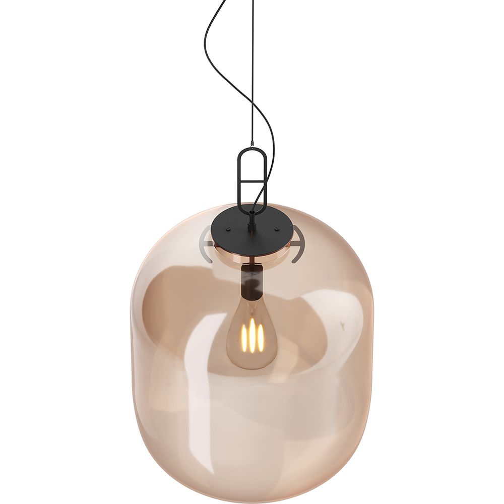 Glass pendant light in modern design, metal and glass - Crada - Big