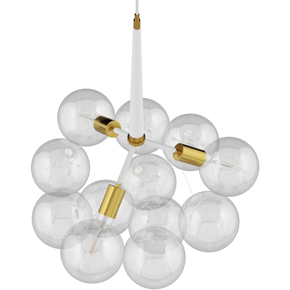 Pendant lamp, globe chandelier in modern design, 9 glass globes - Plaus