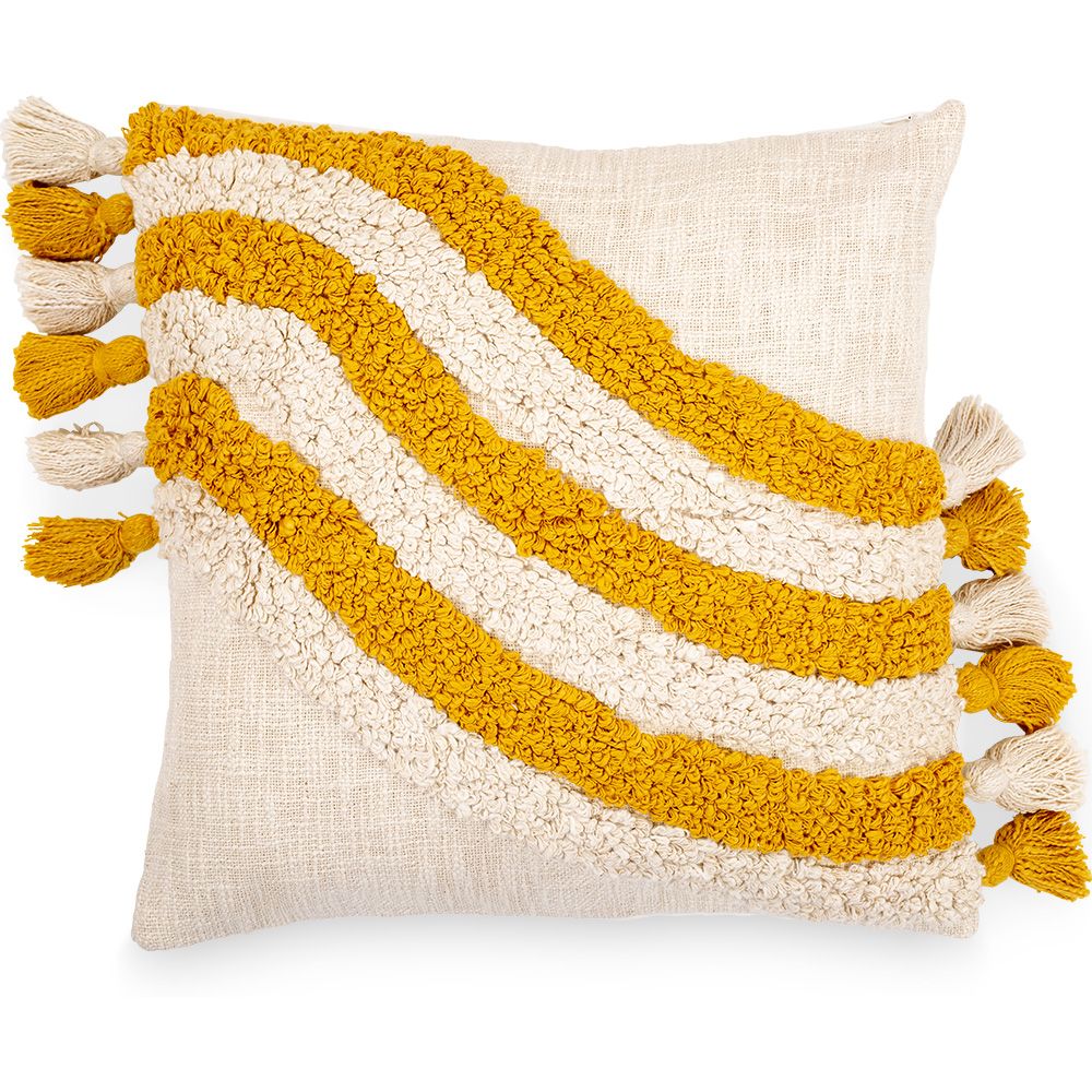Square Cotton Cushion in Boho Bali Style cover + filling - Edwinna 