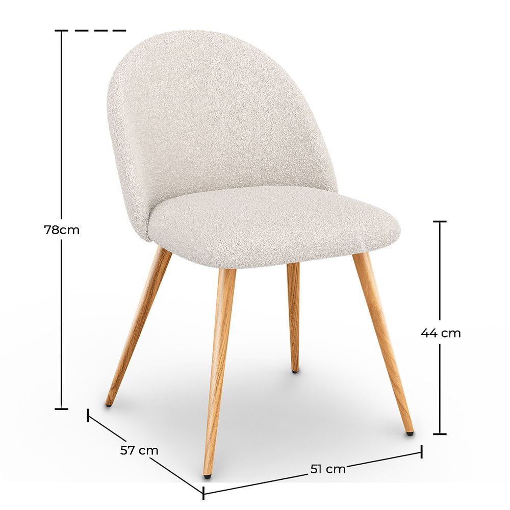 Pack Hairpin Dining Table 150x90 & 6 Bouclé Upholstered Chairs - Bennett